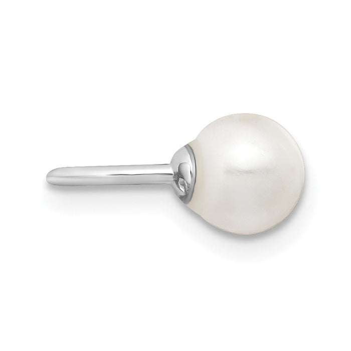 925 Sterling Silver Rhodium-plated Mother of Pearl Earring Cuff, 7mm x 12mm