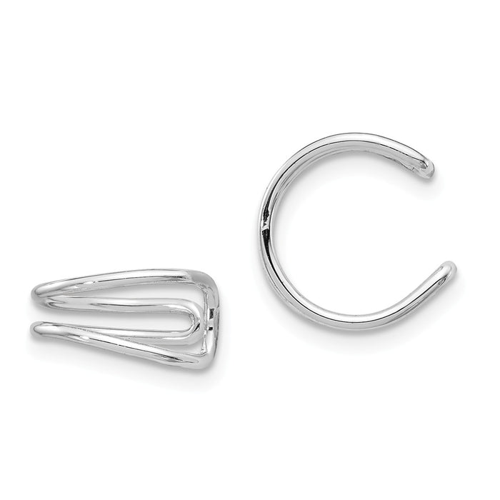 925 Sterling Silver Rhodium-plated Adjustable Cuff Earrings, 11mm x 11mm