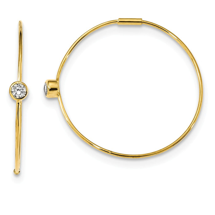 Sterling Silver Gold-tone Cubic Zirconia ( CZ ) Hoop Earrings, 32mm x 35mm