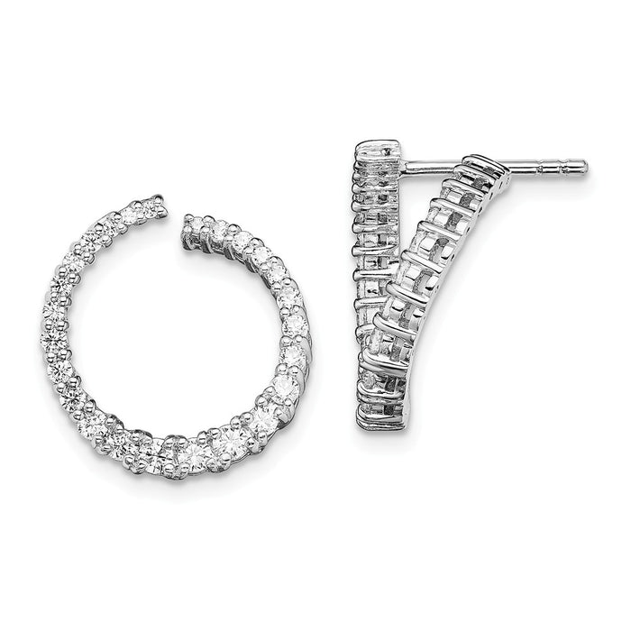 925 Sterling Silver Rhodium-plated Cubic Zirconia ( CZ ) Post Earrings, 15.5mm x 15.5mm