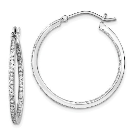 925 Sterling Silver Rhodium-plated Cubic Zirconia ( CZ ) In & Out Hoops, 30mm x 30mm