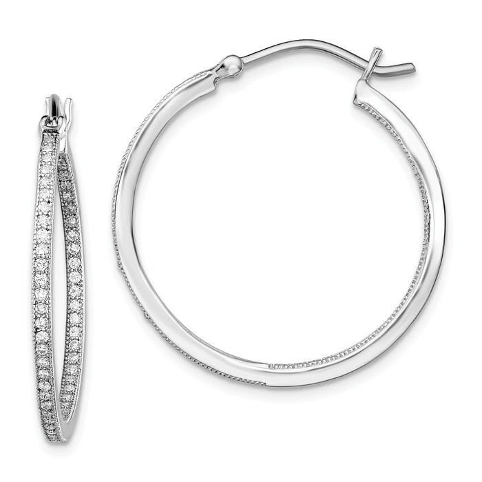925 Sterling Silver Rhodium-plated Cubic Zirconia ( CZ ) In & Out Hoops, 30mm x 30mm