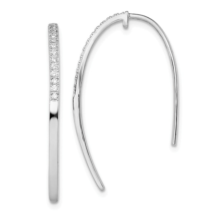 925 Sterling Silver Rhodium-plated Cubic Zirconia ( CZ ) Dangle Earrings, 31mm x 2mm