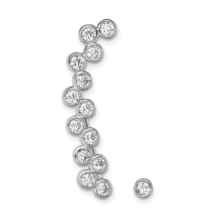 925 Sterling Silver Rhodium-plated Cubic Zirconia ( CZ ) 1 Ear Climber & 1 Stud Earrings, 32mm x 5.8mm