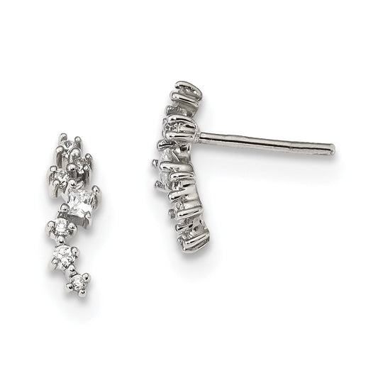 925 Sterling Silver Cubic Zirconia ( CZ ) Post Earrings, 13mm x 4.37mm