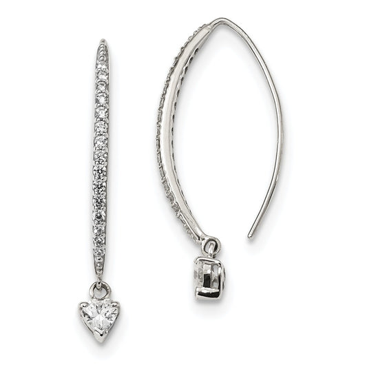 925 Sterling Silver Cubic Zirconia ( CZ ) Threader Earrings, 38mm x 4.8mm