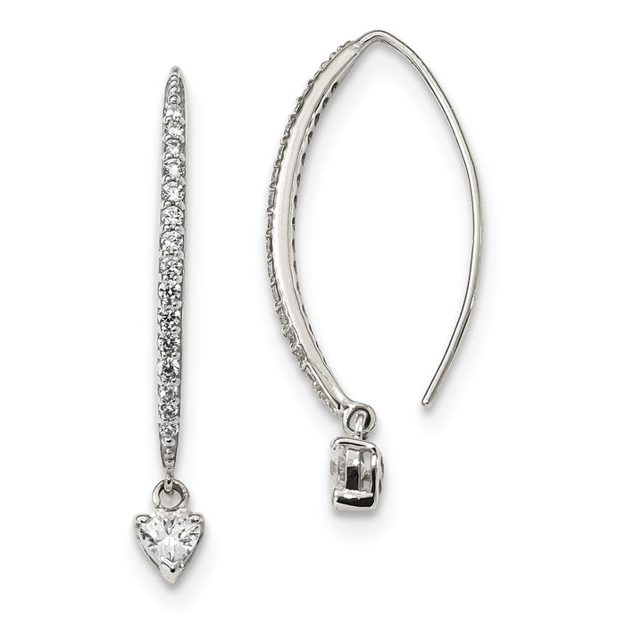 925 Sterling Silver Cubic Zirconia ( CZ ) Threader Earrings, 38mm x 4.8mm