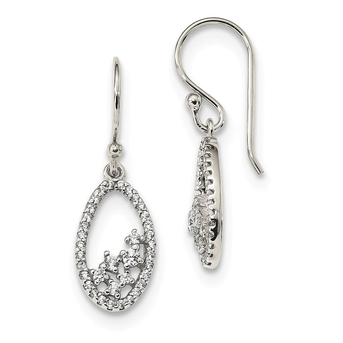 925 Sterling Silver Cubic Zirconia ( CZ ) Dangle Earrings, 32mm x 8.95mm