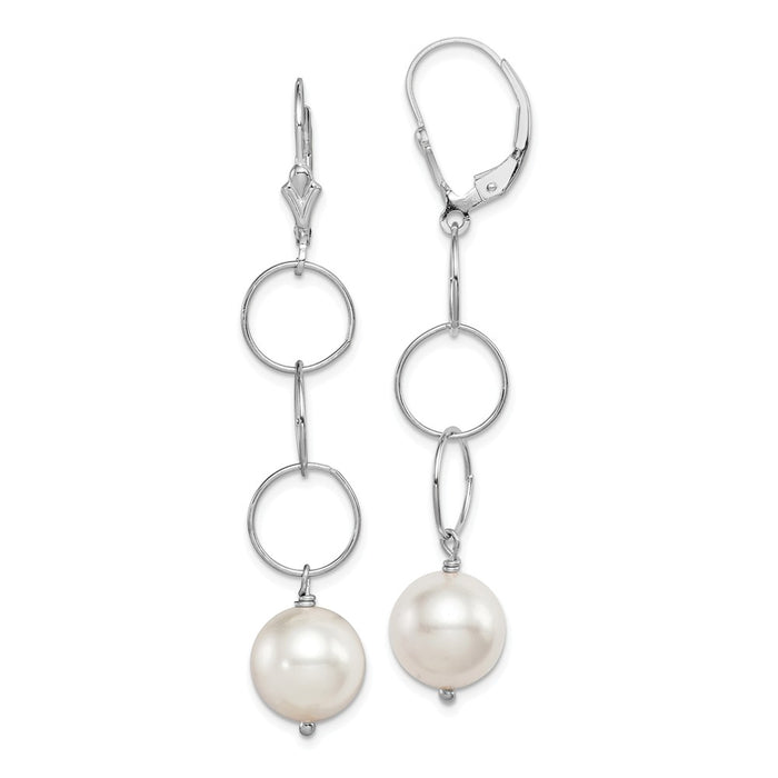925 Sterling Silver Rhodium-plated 10-11mm Swarovski Pearl Earrings, 57mm x 10mm
