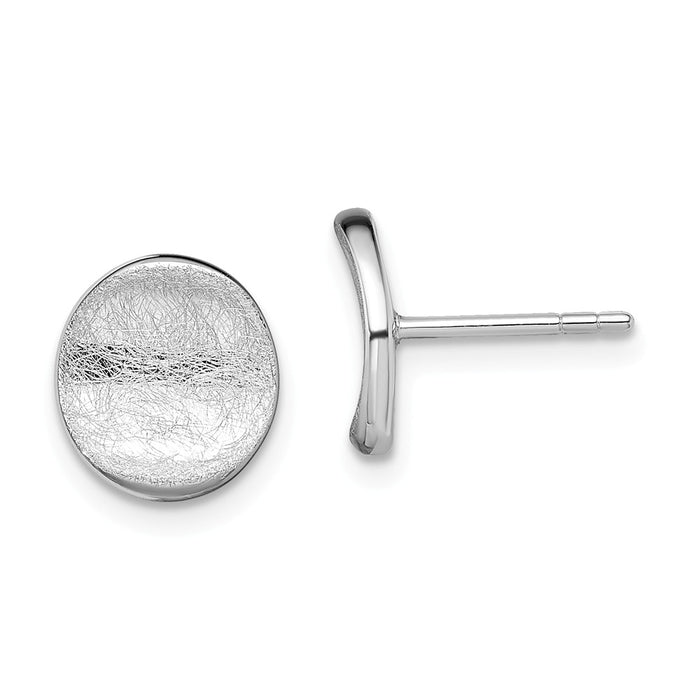 925 Sterling Silver Rhodium-plated Scratch Finish Post Earrings, 10mm x 10mm