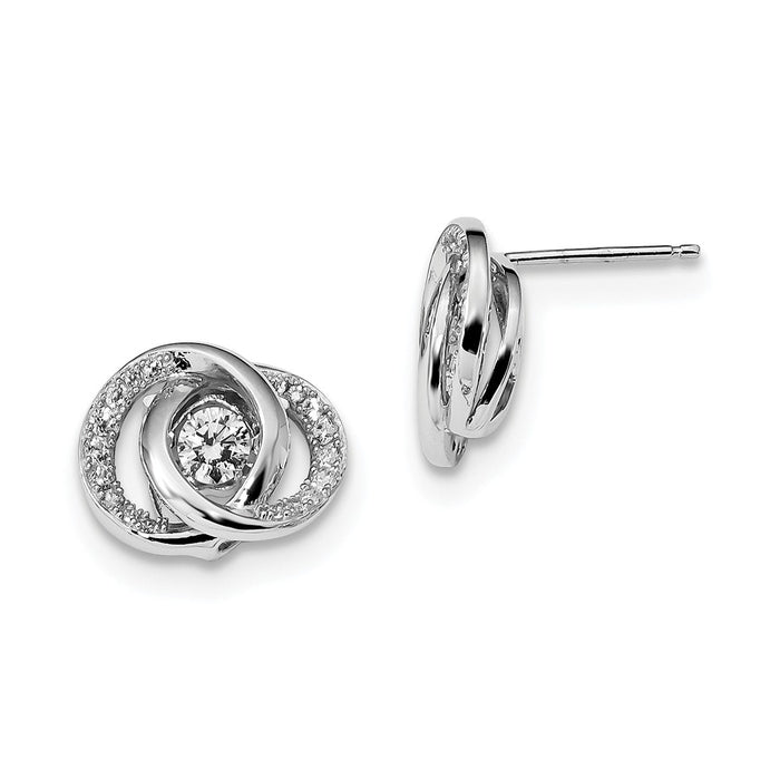 925 Sterling Silver Platinum-plated Swarovski & Vibrant Cubic Zirconia ( CZ ) Post Earrings, 11mm x 15mm