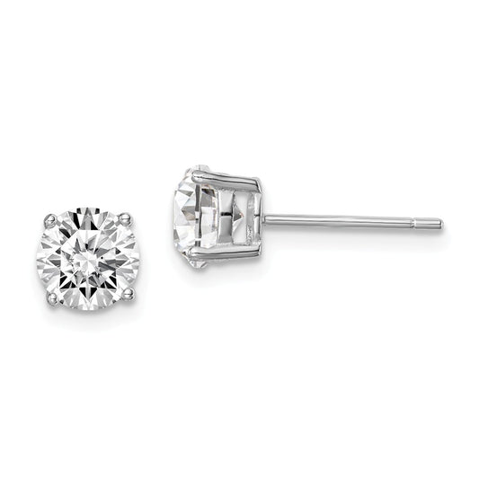925 Sterling Silver Rhodium-plated Clear Swarovski Crystal Birthstone Earrings, 6.25mm x 6.25mm