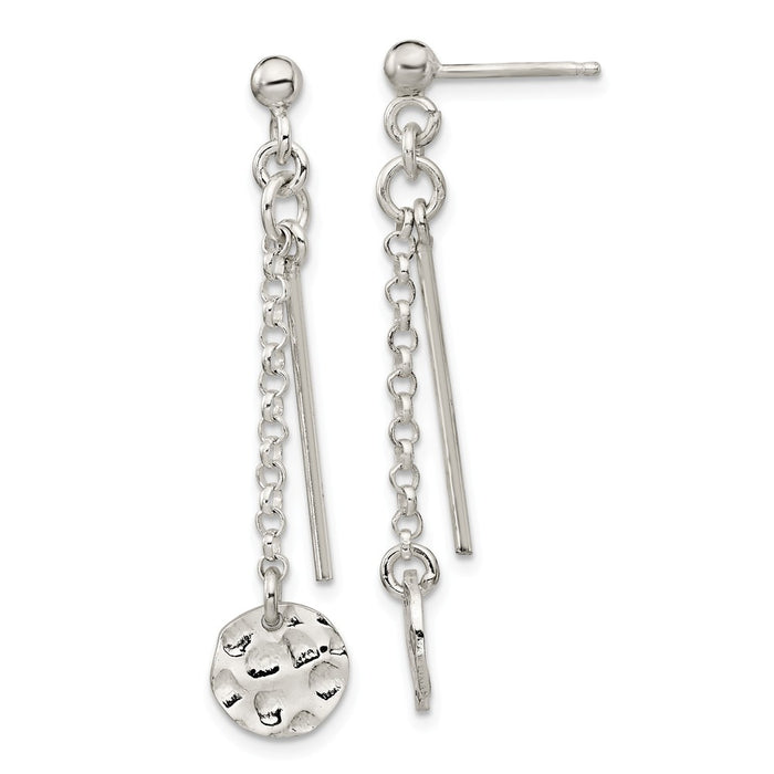 925 Sterling Silver Haered Disc & Bar Dangle Post Earrings,