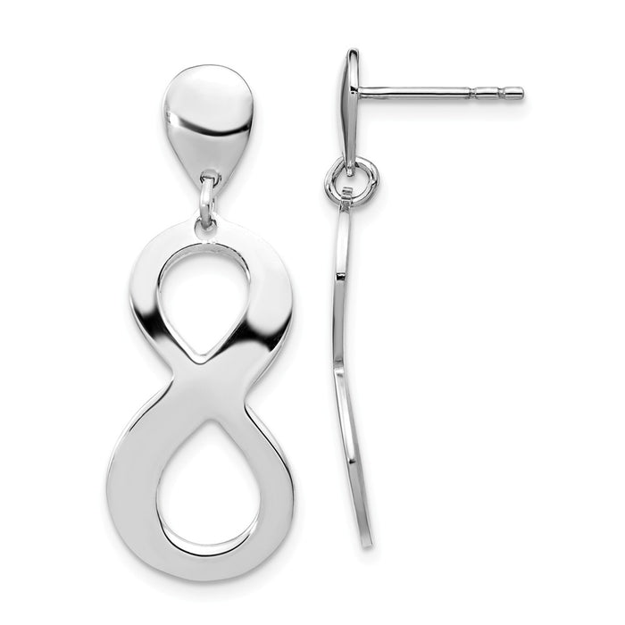 925 Sterling Silver Rhodium-plated Infinity Post Dangle Earrings, 14mm x 11.5mm