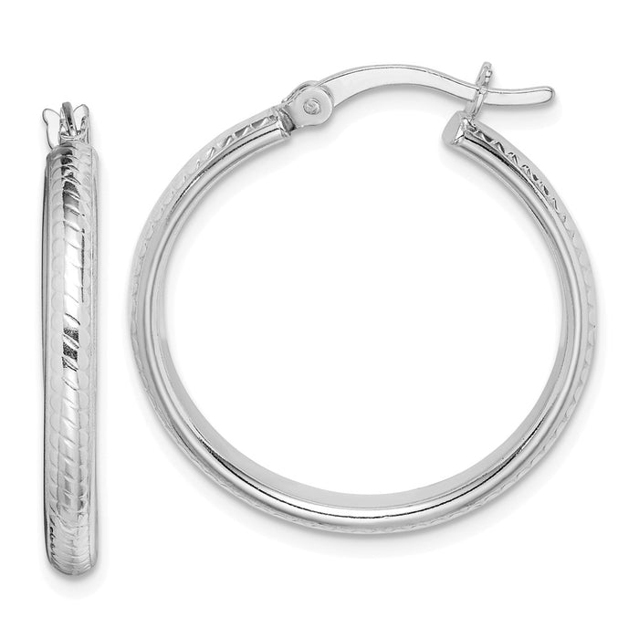 925 Sterling Silver Textured Polished Hoop Earrings, 26.87mm x 25.5mm