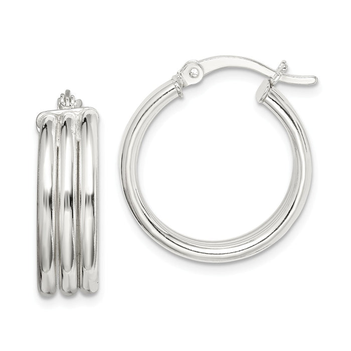 925 Sterling Silver Polished Hoop Earrings, 21.95mm x 20.2mm