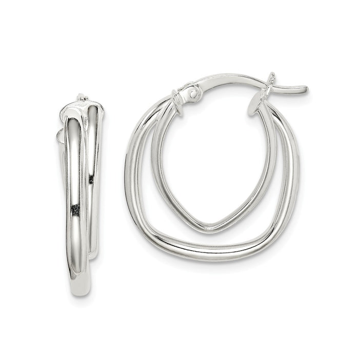 925 Sterling Silver Polished Hoop Earrings, 22.2mm x 19.6mm