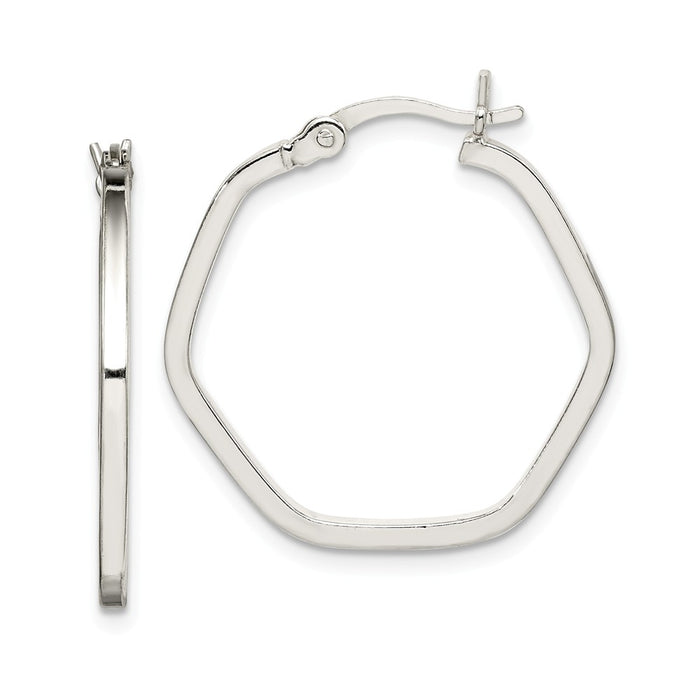 925 Sterling Silver Polished Hoop Earrings, 24.75mm x 24mm