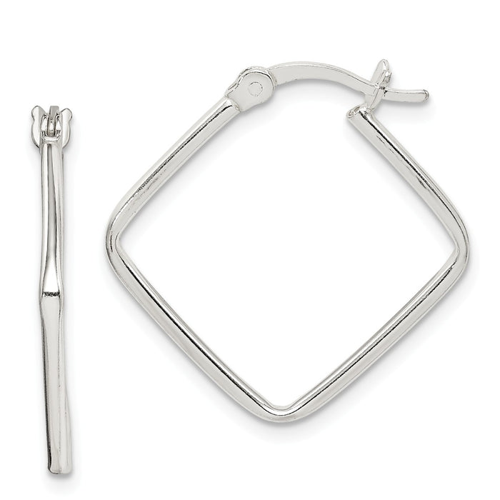 925 Sterling Silver Polished Square Hoop Earrings, 23mm x 22.5mm