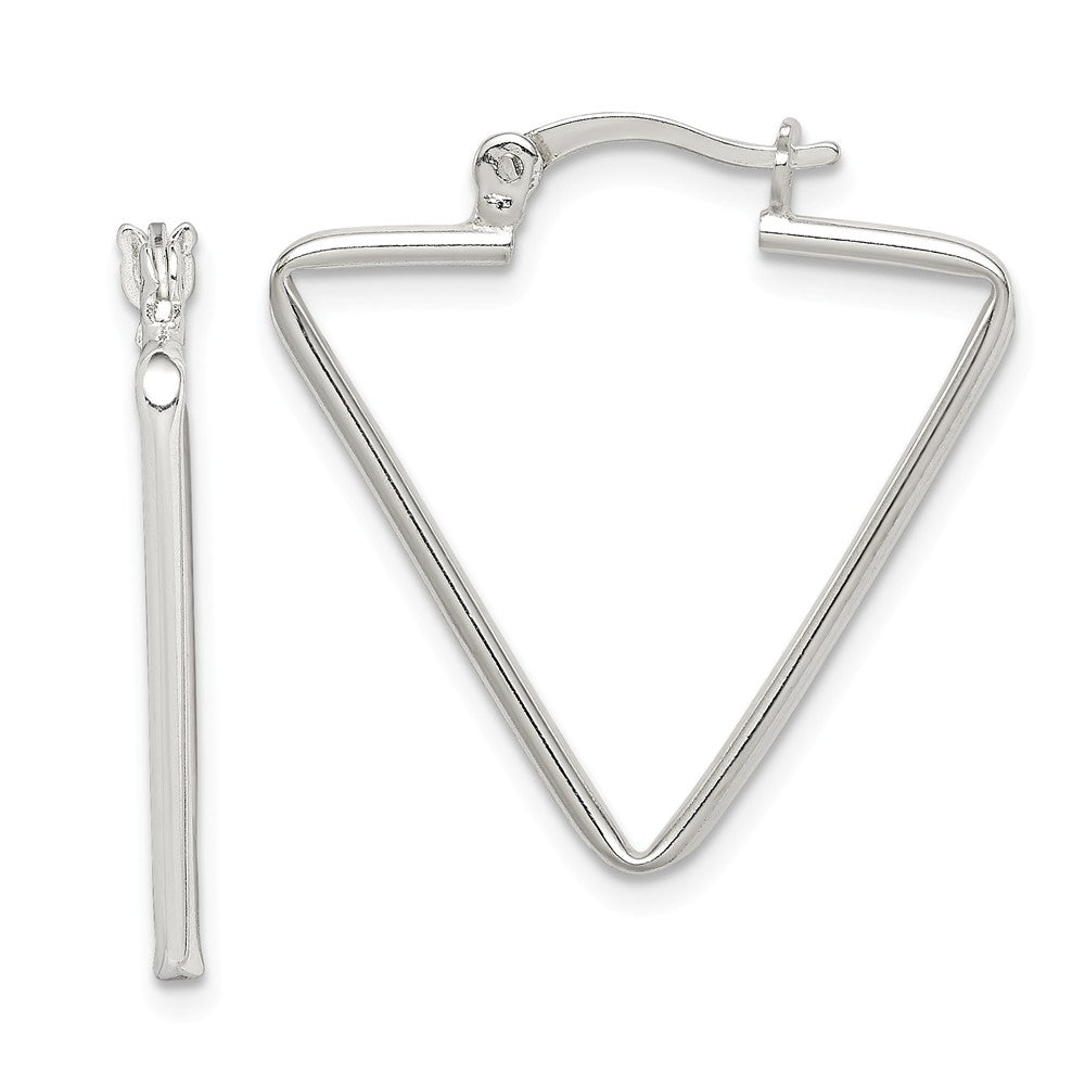 925 Sterling Silver Polished Triangle Hoop Earrings, 24.75mm x 21.1mm