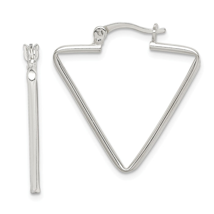925 Sterling Silver Polished Triangle Hoop Earrings, 24.75mm x 21.1mm