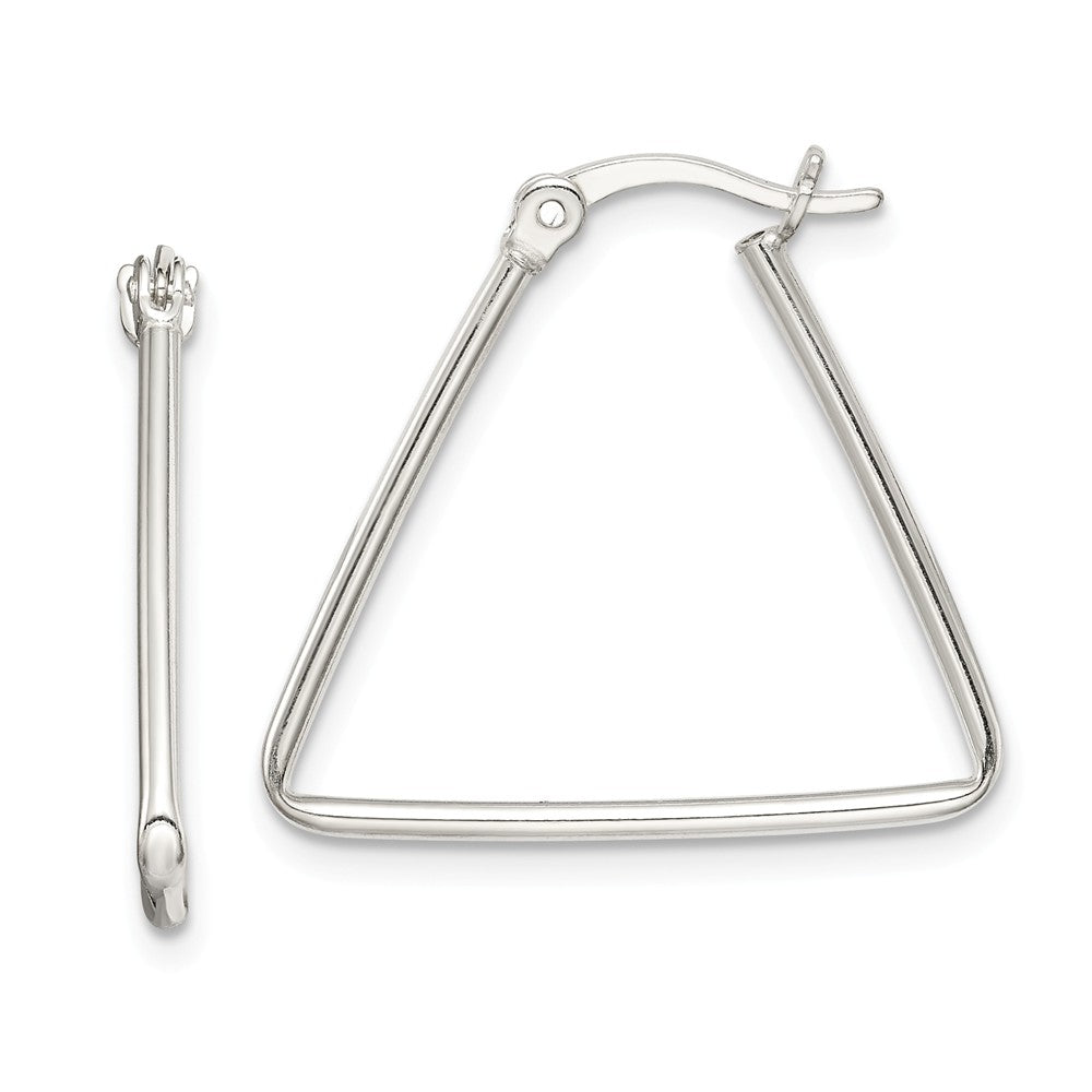 925 Sterling Silver Polished Triangle Hoop Earrings, 22.1mm x 23.85mm