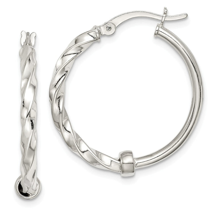 925 Sterling Silver Polished and Twisted Hoop Earrings, 27.5mm x 25mm