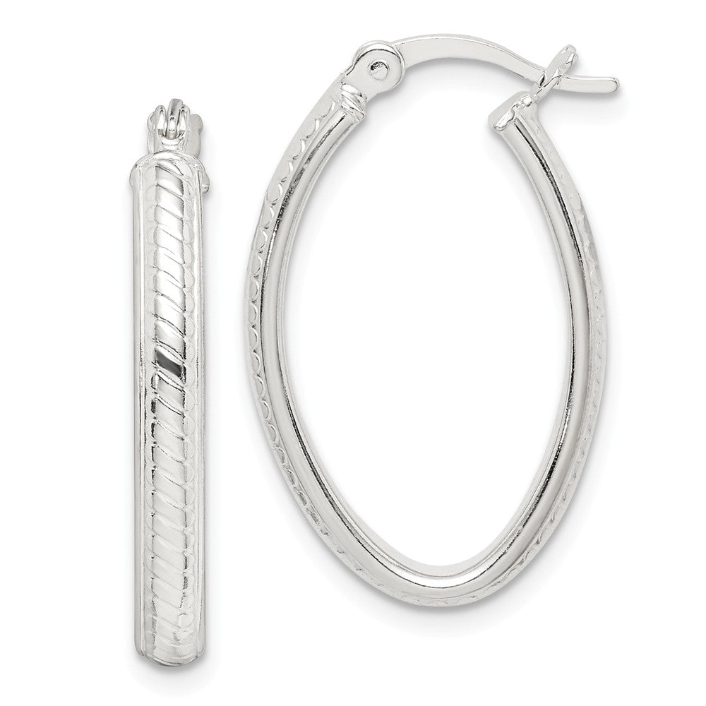 925 Sterling Silver Hoop Earrings, 25.55mm x 16.15mm