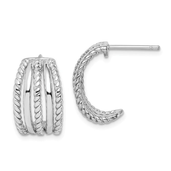 925 Sterling Silver Rhodium-Plated Earrings, 16.22mm x 7.93mm