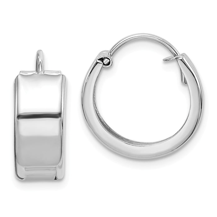925 Sterling Silver Rhodium-plated 6x16mm Hoop Earrings, 17.15mm x 16.25mm