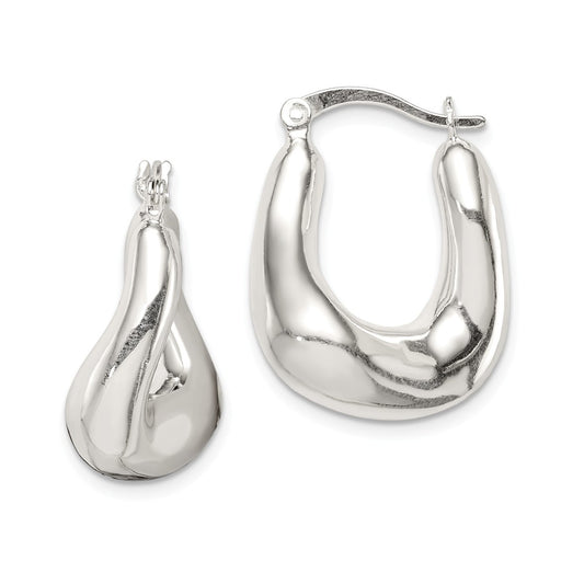 925 Sterling Silver Polished Hoop Earrings, 23.6mm x 18.4mm