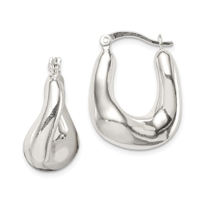 925 Sterling Silver Polished Hoop Earrings, 23.6mm x 18.4mm