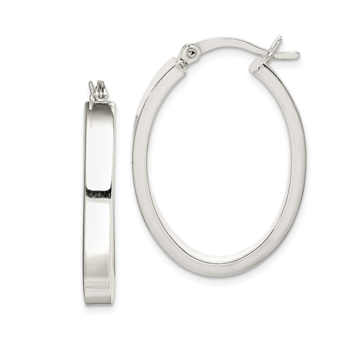 925 Sterling Silver Polished Hoop Earrings, 29.2mm x 20.5mm