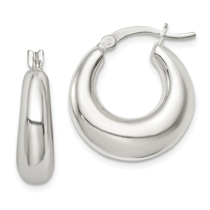 925 Sterling Silver Polished Hoop Earrings, 20.3mm x 18.85mm