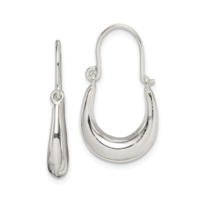 925 Sterling Silver Polished Hoop Earrings, 24.85mm x 13.75mm