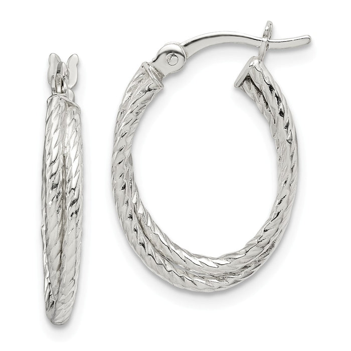 925 Sterling Silver Twisted Hoop Earrings, 20.25mm x 14.65mm