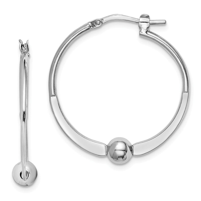 925 Sterling Silver Rhodium-plated Polished Hoop Earrings, 28.15mm x 25.75mm