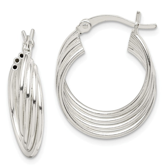 925 Sterling Silver Polished Hoop Earrings, 22.8mm x 18.33mm