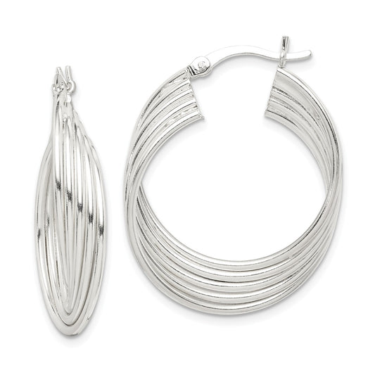 925 Sterling Silver Polished Twisted Hoop Earrings, 31.33mm x 25.5mm