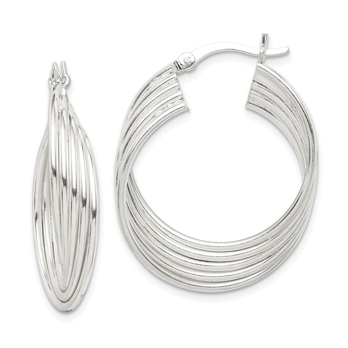 925 Sterling Silver Polished Twisted Hoop Earrings, 31.33mm x 25.5mm