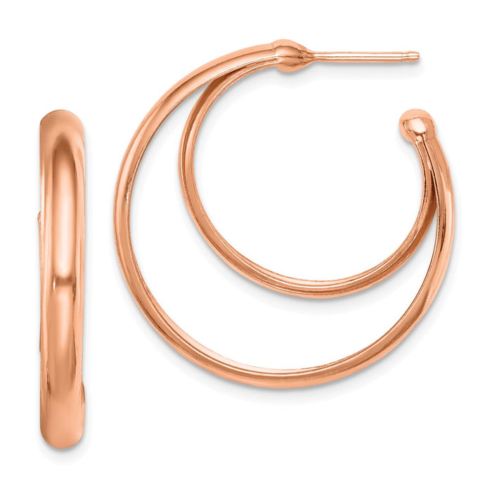 925 Sterling Silver Rhodium-Plated plated Rose Gold-plated 28x3.5 Hoop Post Earrings, 27.75mm x 28mm