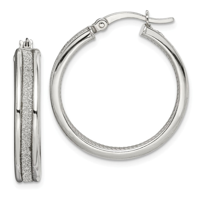 925 Sterling Silver Glitter Infused Hoop Earrings, 26.65mm x 25.1mm
