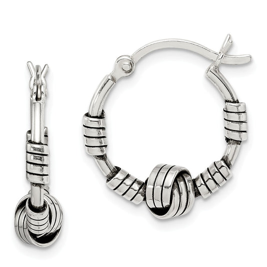 925 Sterling Silver Antiqued Hoop Earrings, 19.83mm x 18mm