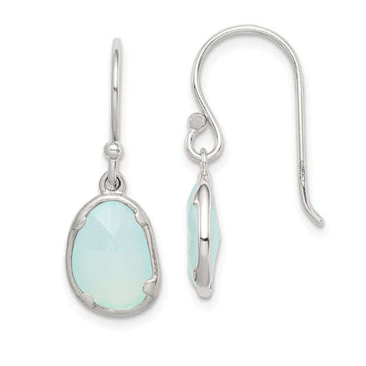 925 Sterling Silver Blue Chalcedony Dangle Earrings,