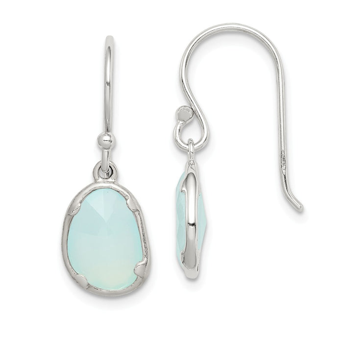 925 Sterling Silver Blue Chalcedony Dangle Earrings,