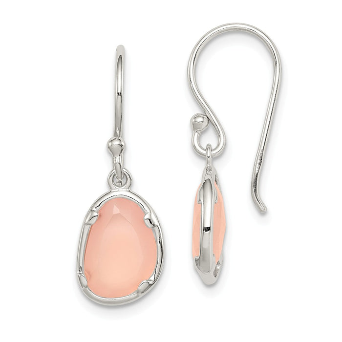 925 Sterling Silver Pink Chalcedony Dangle Earrings,
