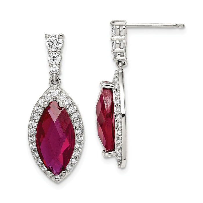 925 Sterling Silver Red & Clear Cubic Zirconia ( CZ ) Earrings,