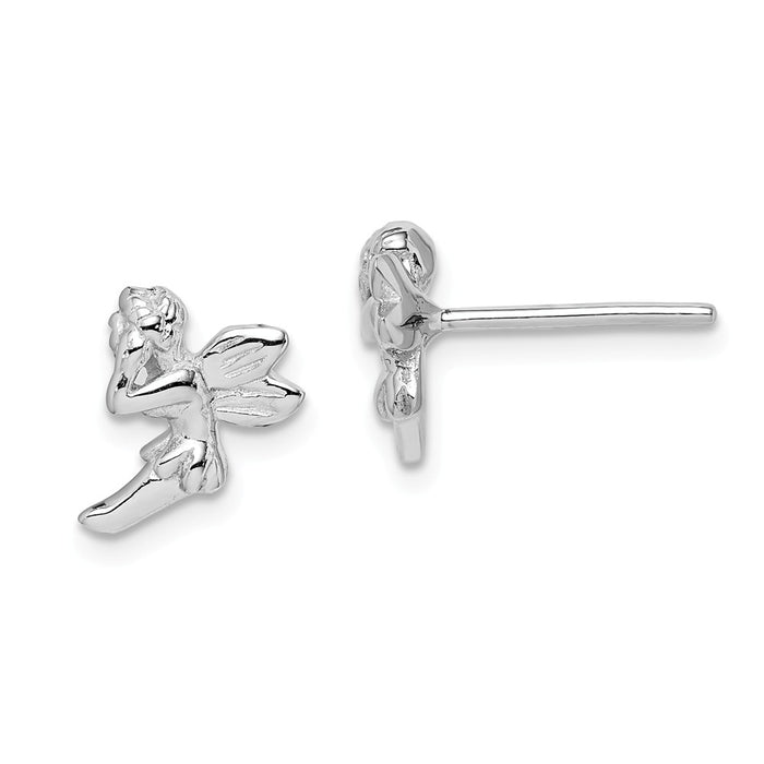 925 Sterling Silver Rhodium-plated Fairy Post Earrings,