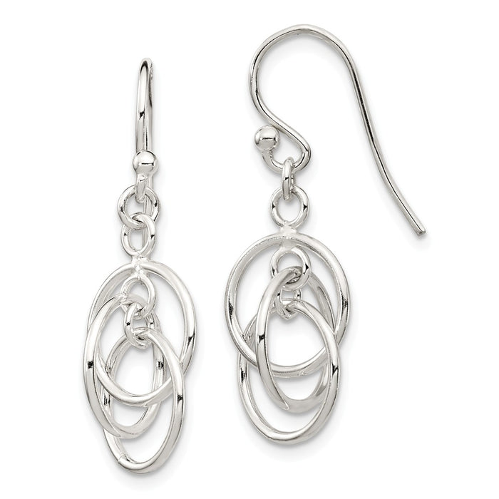 925 Sterling Silver Polished Dangle Earrings,