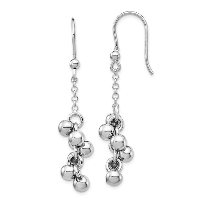925 Sterling Silver Rhodium-plated Beads Dangle Earrings, 2mm
